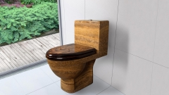Каменный унитаз Anselmo Standart из коричневого камня - мрамора Wooden Yellow_1