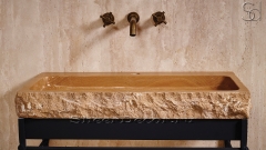 Мраморная раковина прямоугольной формы Estrato R из коричневого камня Wooden Yellow_1
