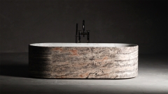 Каменная ванна Margo M34 из серого камня Silver travertine 1003990534_1