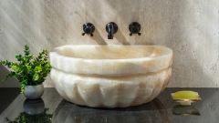 Каменная курна нестандартной формы Damla Petalo из бежевого оникса Beige Honey ИНДОНЕЗИЯ 162093124_1