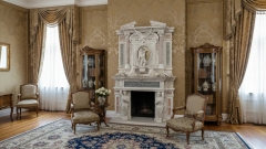 Мраморный портал для отделки камина Petra из натурального камня Bianco Extra 604111901_3 Каменный портал белого цвета для облицовки камина Petra из мрамора Bianco Extra 604111901_3