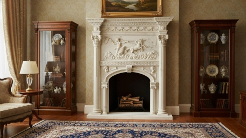 Каменный портал белого цвета для облицовки камина Zlata из мрамора Bianco Extra 709111401_3